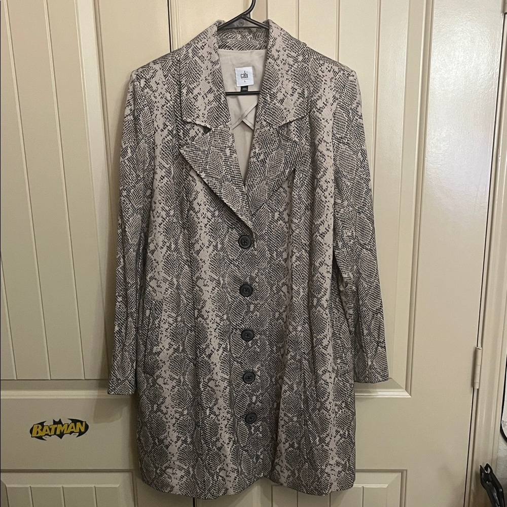 CAbi Snake-Print Button-Front Coat